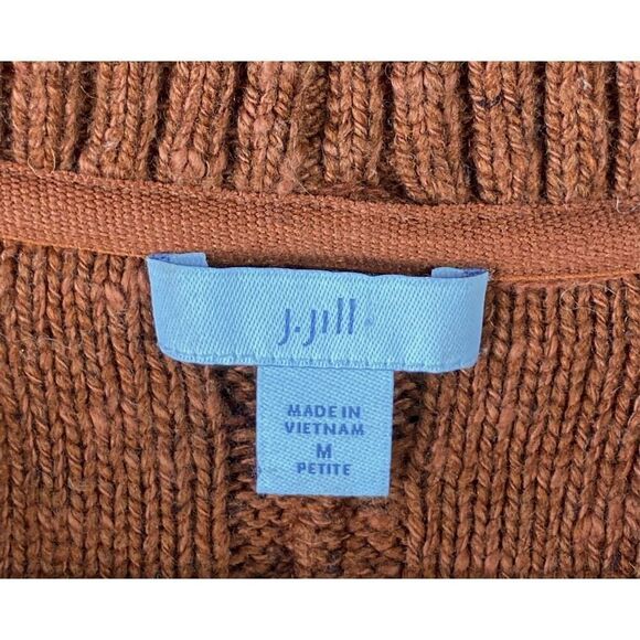 J.Jill Auburn Cable Knit Button Up Duster Cardigan Sweater Women’s Sz Med - Picture 4 of 5